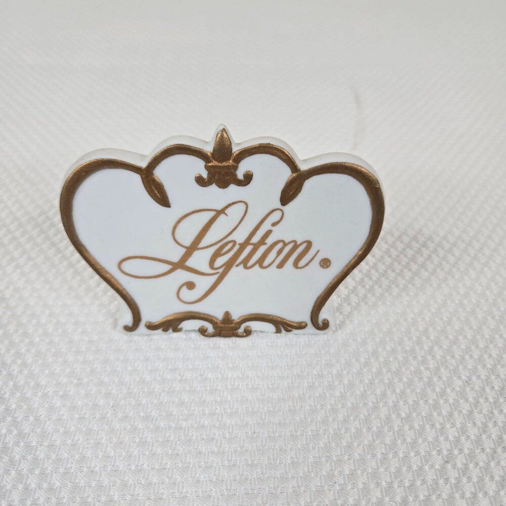 Vintage Lefton Porcelain Gold Detailing Logo Design Sign Seller Collector Displa
